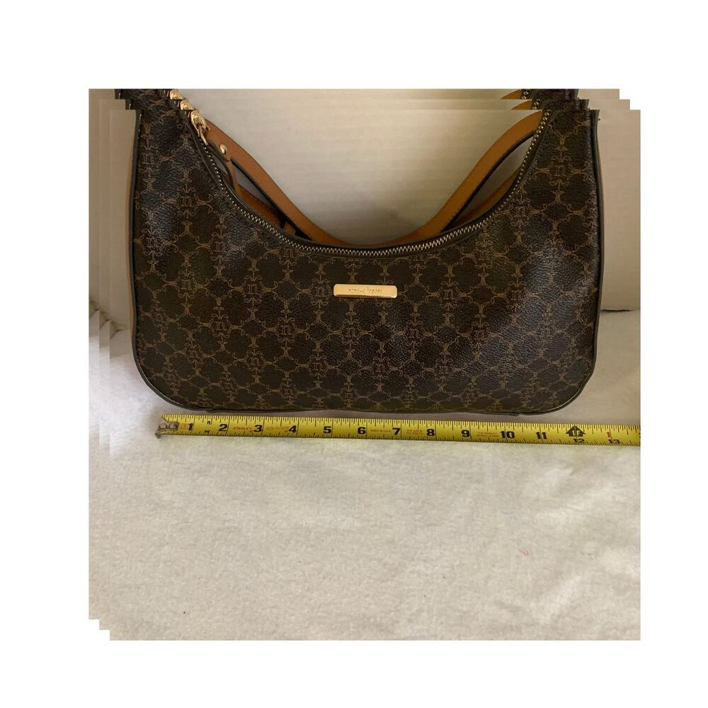 Nanette Lepore Brown and Tan Monogram Hobo Shoulder Bag Small - Picture 11 of 12